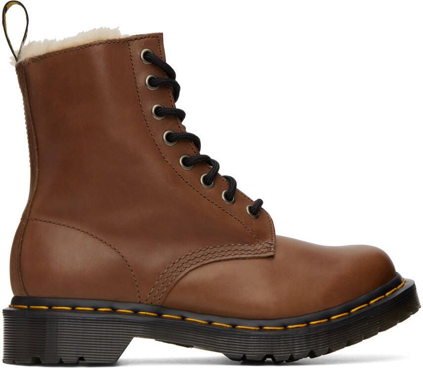 Dr. Martens Tan 1460 Serena Faux-Fur Boots