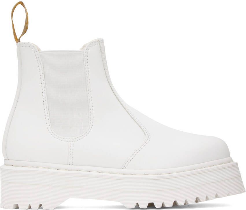 Dr. Martens White 2976 Quad Mono Chelsea Boots - Picture 5