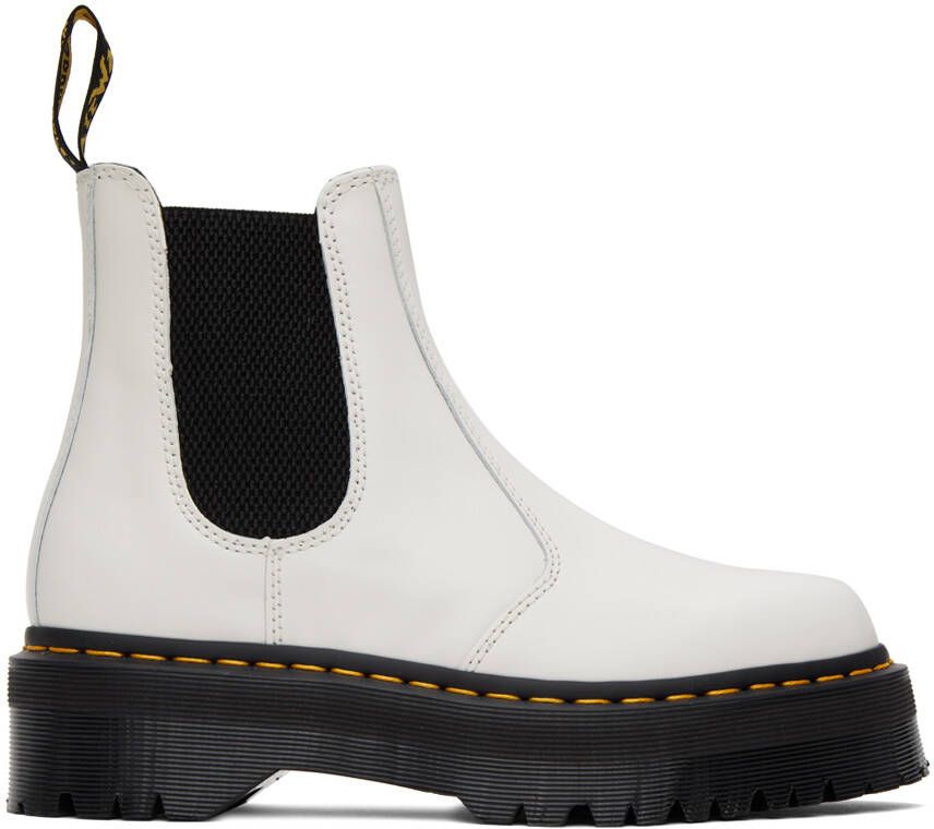 Dr. Martens White 2976 Smooth Platform Chelsea Boots - Picture 3