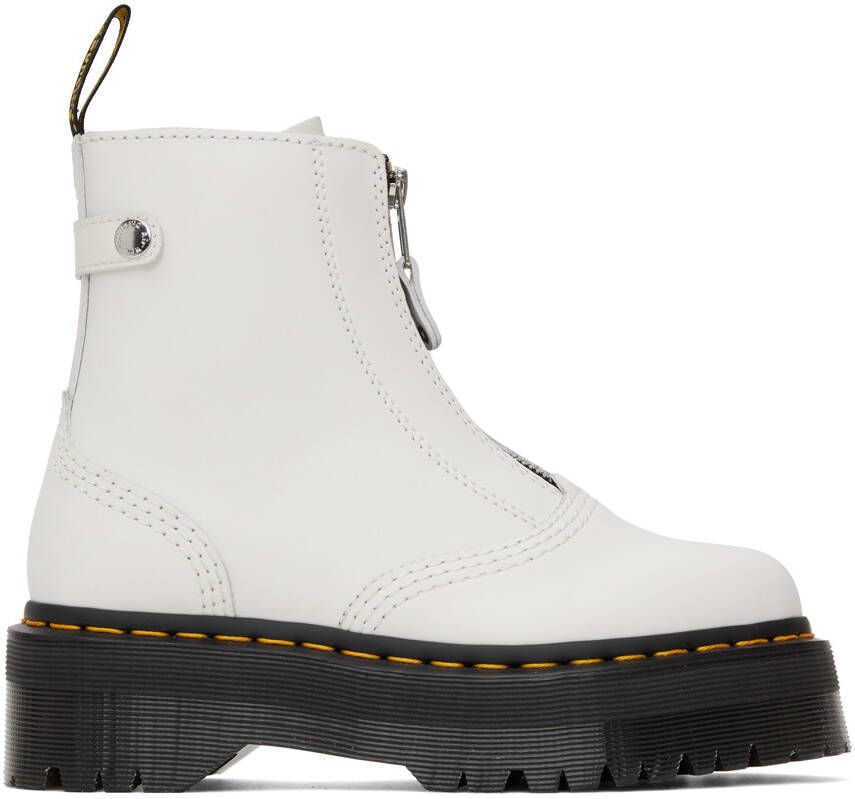 Dr. Martens White 2976 Smooth Platform Chelsea Boots