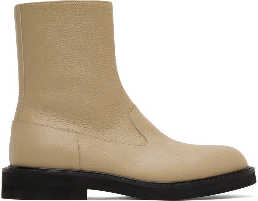 Dries Van Noten Beige Leather Chelsea Boots - Picture 5