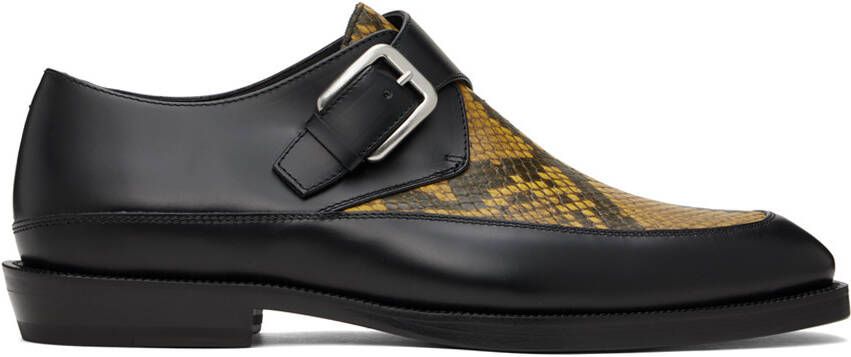 Dries Van Noten Black & Yellow Leather Monkstraps - Picture 5