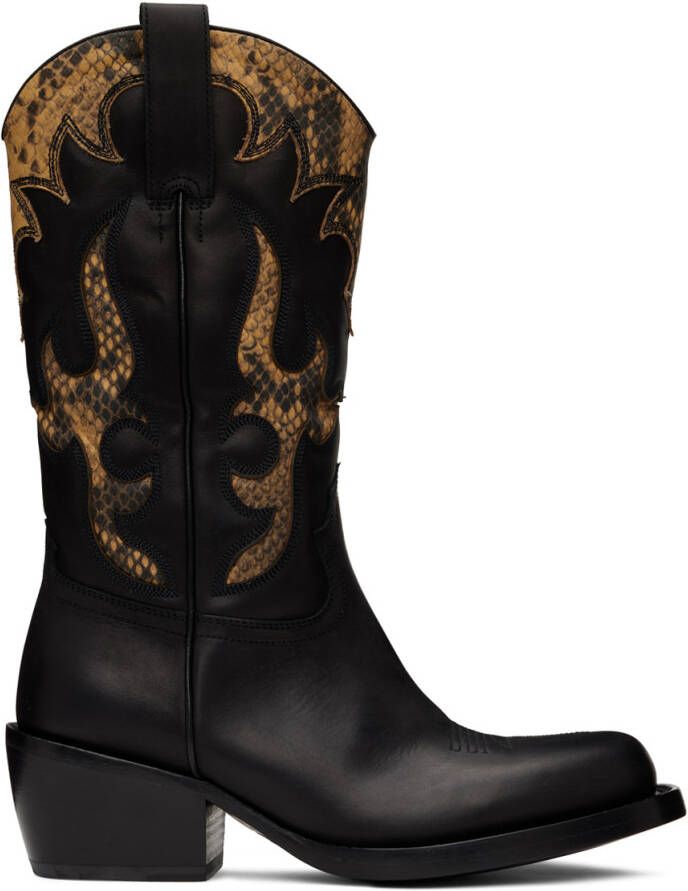 Dries Van Noten Black Cowboy Chelsea Boots - Picture 2