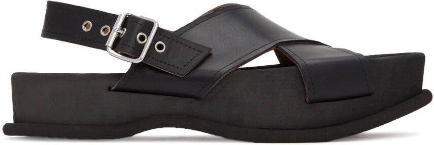 Dries Van Noten Black Leather Sandals - Picture 5