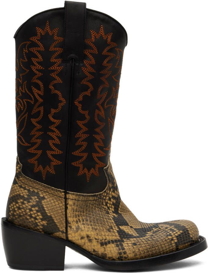 Dries Van Noten Black Snake Cowboy Boots - Picture 5