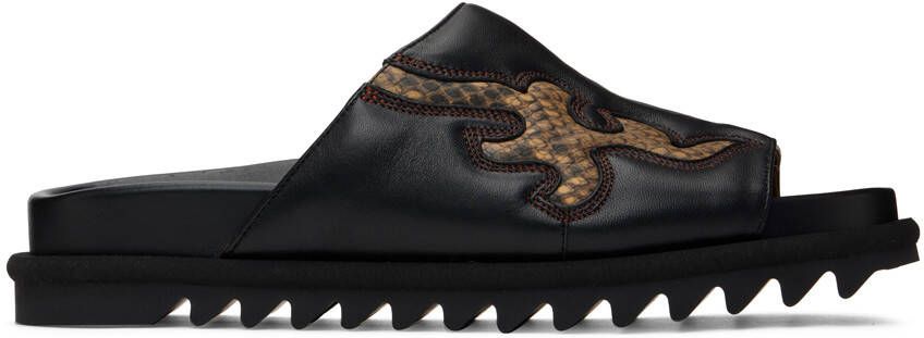 Dries Van Noten Black Snake-Embossed Sandals