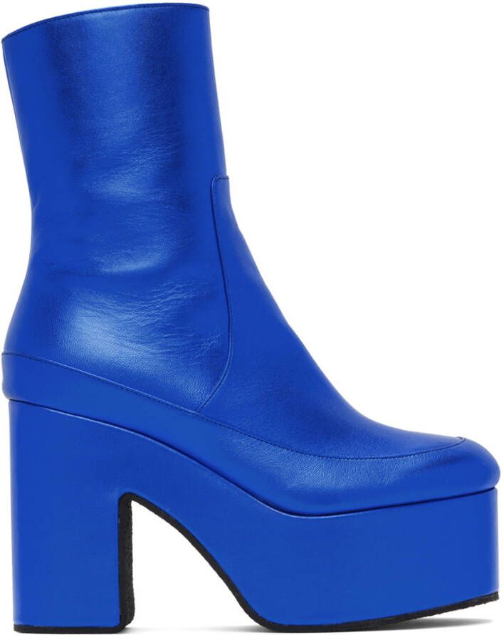 Dries Van Noten Blue Leather Boots - Picture 4