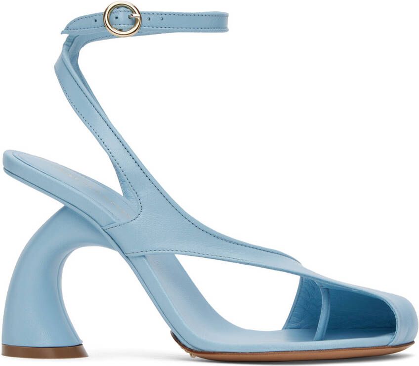 Dries Van Noten Blue Leather Heeled Sandals - Picture 5