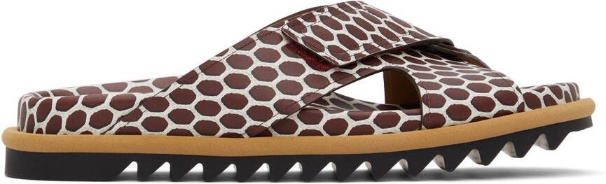 Dries Van Noten Brown & White Leather Net Sandals - Picture 5