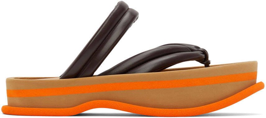 Dries Van Noten Brown Leather Flat Sandals - Picture 5