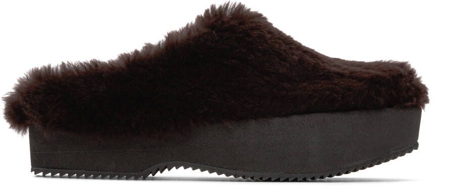 Dries Van Noten Brown Shearling Slippers - Picture 5