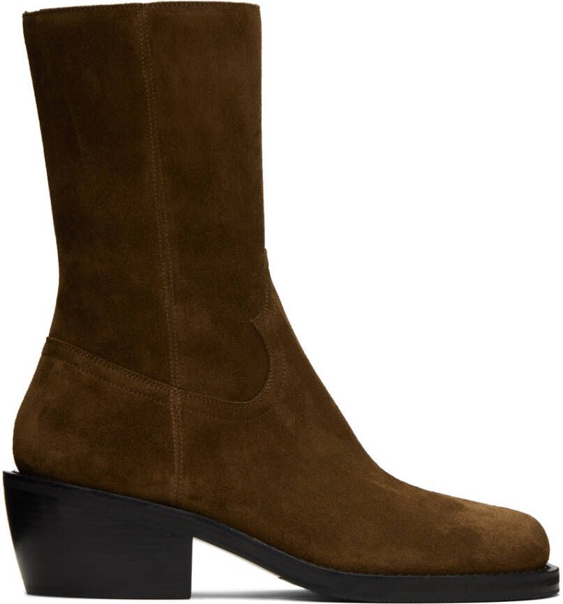Dries Van Noten Brown Stacked Boots - Picture 2