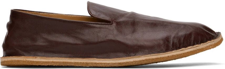 Dries Van Noten Burgundy Crinkled Leather Loafers