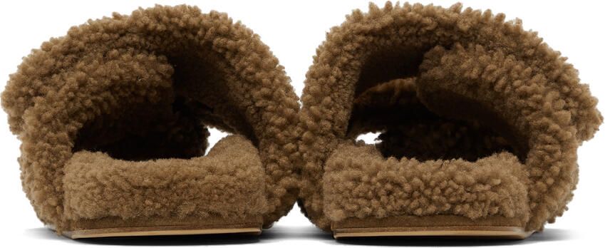 Dries Van Noten Beige Shearling Platform Slide Sandals - Picture 2