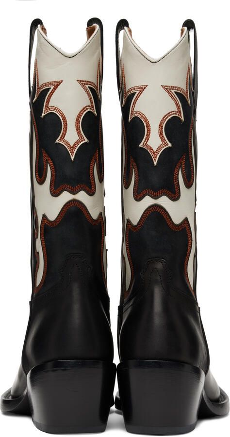 Dries Van Noten Black & White Cowboy Chelsea Boots - Picture 3
