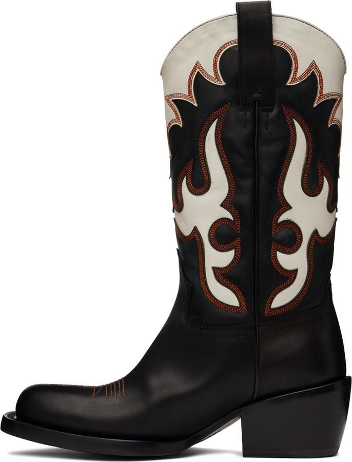 Dries Van Noten Black & White Cowboy Chelsea Boots