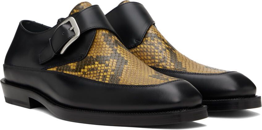 Dries Van Noten Black & Yellow Leather Monkstraps - Picture 2