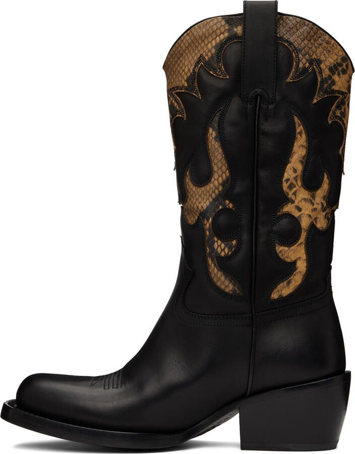 Dries Van Noten Black Cowboy Chelsea Boots