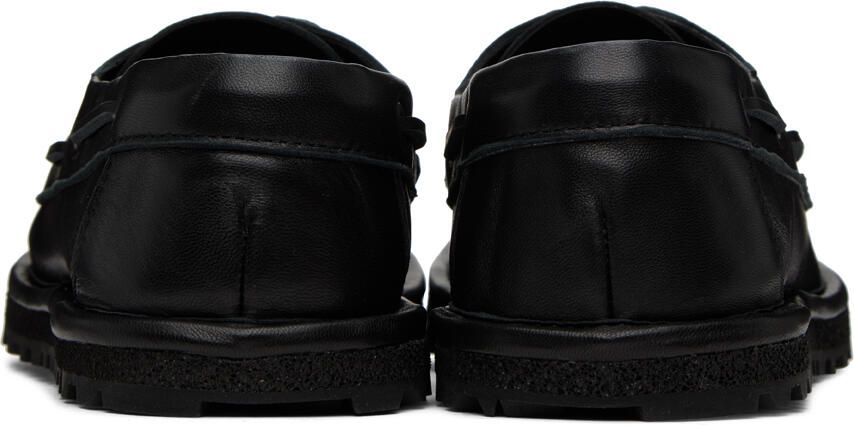 Dries Van Noten Black Leather Boat Shoes