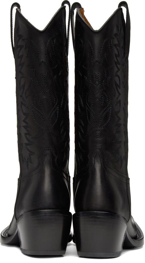 Dries Van Noten Black Leather Cowboy Boots - Picture 5