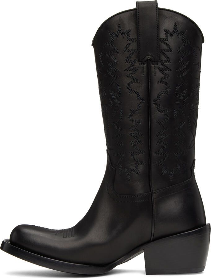 Dries Van Noten Black Leather Cowboy Boots - Picture 2