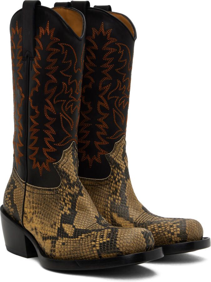 Dries Van Noten Black Snake Cowboy Boots - Picture 2