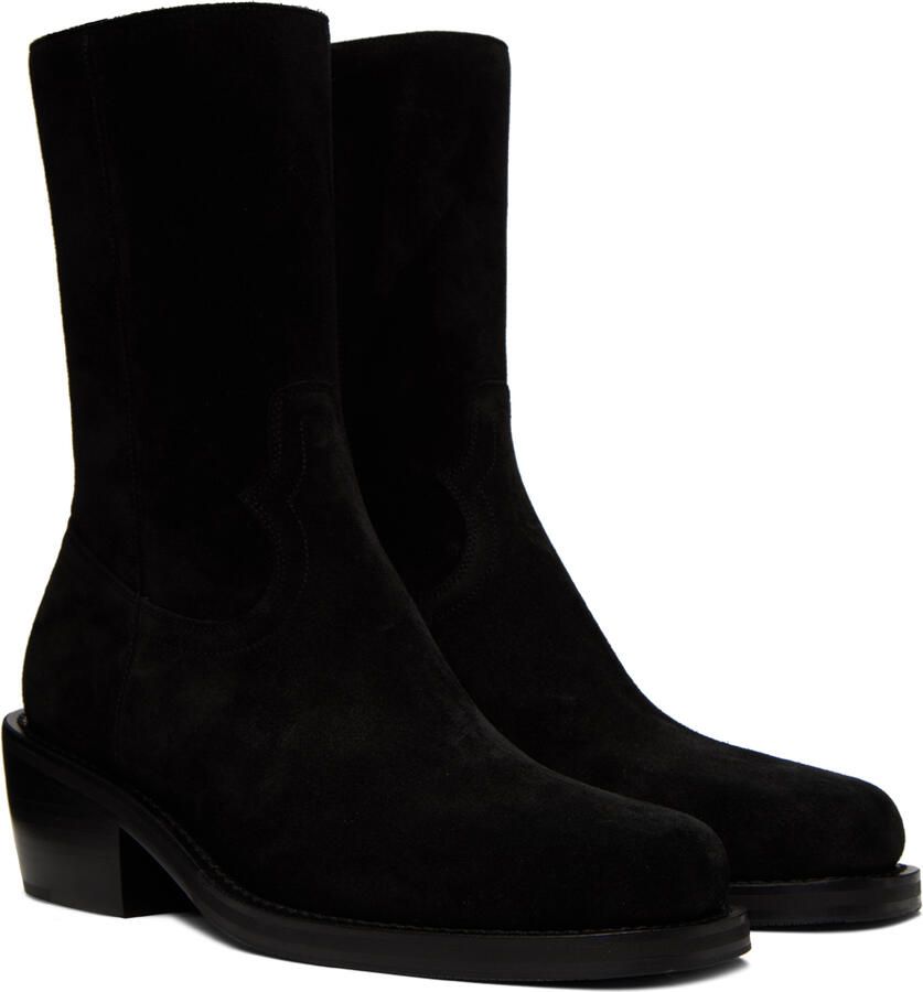Dries Van Noten Black Suede Boots