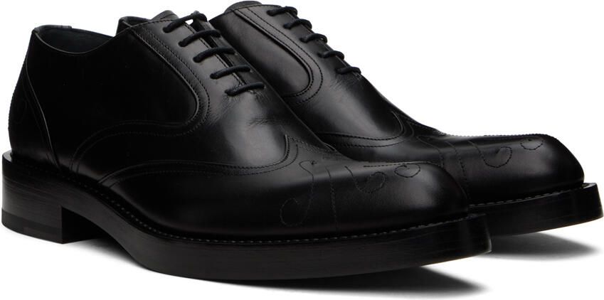 Dries Van Noten Black Topstitched Oxfords - Picture 3