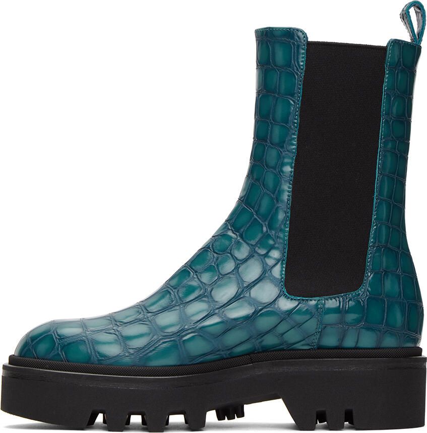 Dries Van Noten Blue Croc Chelsea Boots