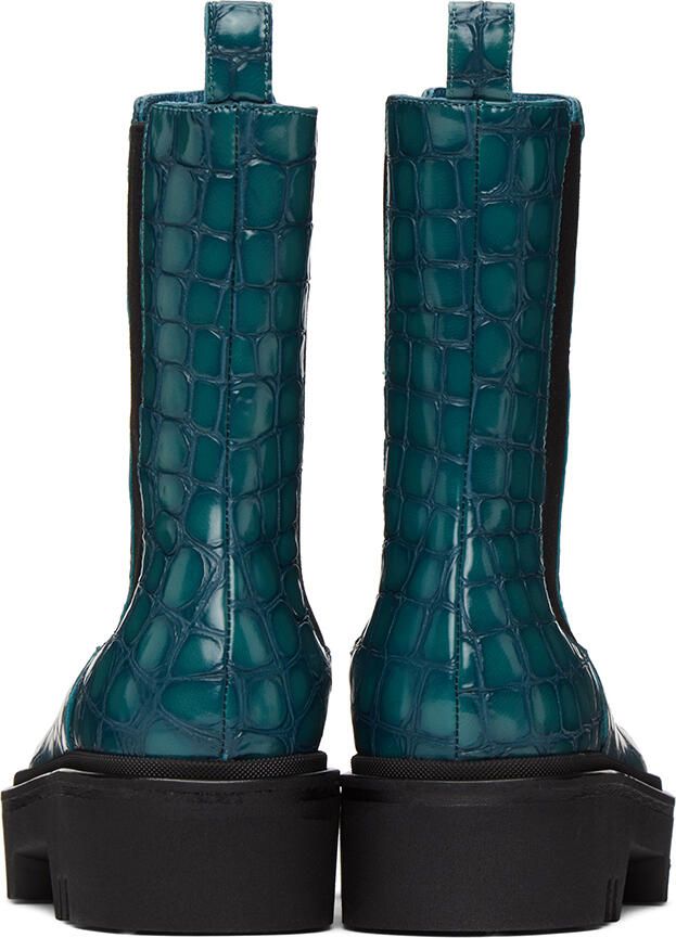 Dries Van Noten Blue Croc Chelsea Boots - Picture 3