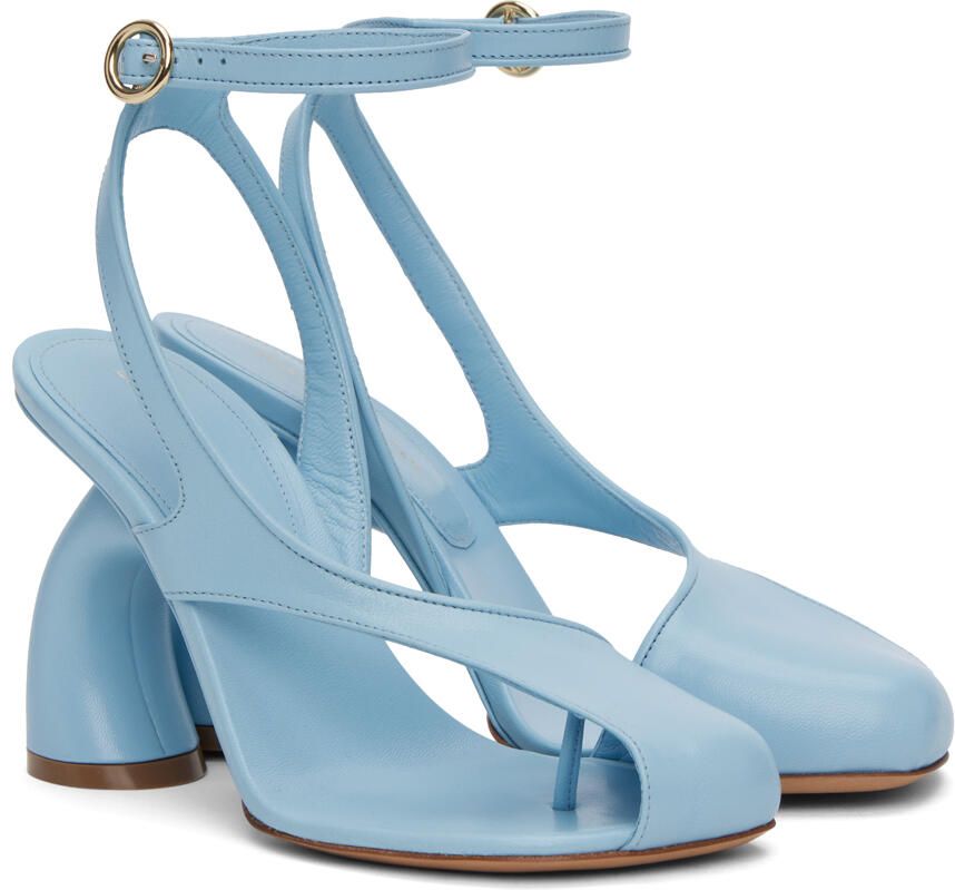 Dries Van Noten Blue Leather Heeled Sandals - Picture 2