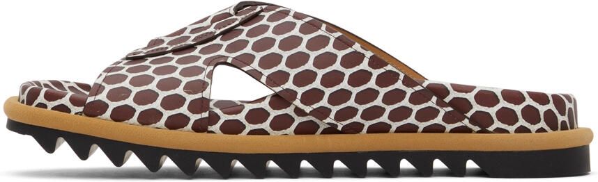 Dries Van Noten Brown & White Leather Net Sandals - Picture 4
