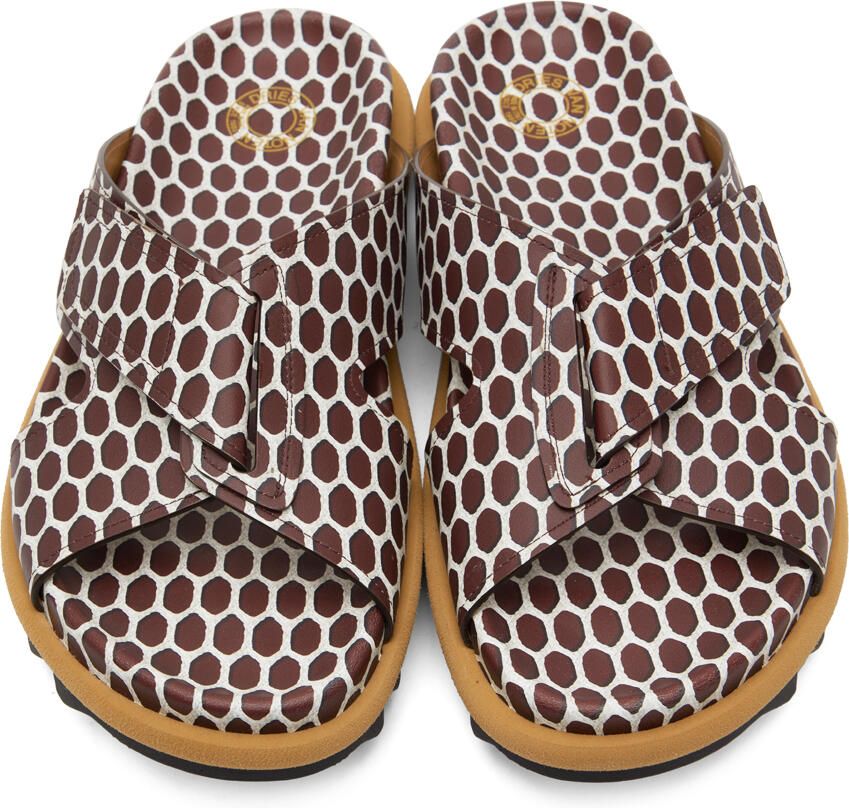 Dries Van Noten Brown & White Leather Net Sandals