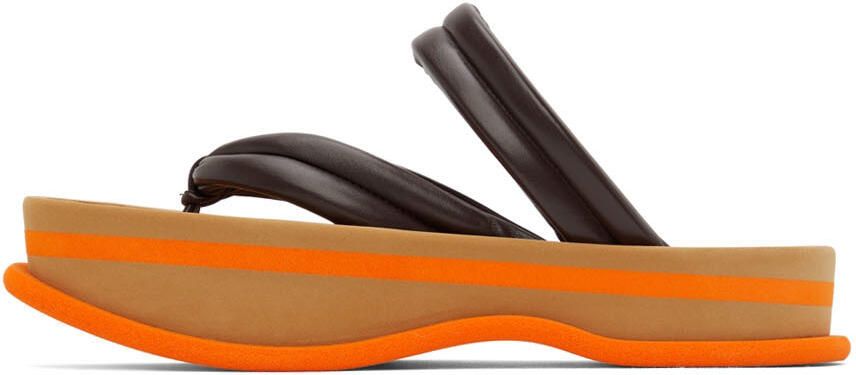 Dries Van Noten Brown Leather Flat Sandals - Picture 3