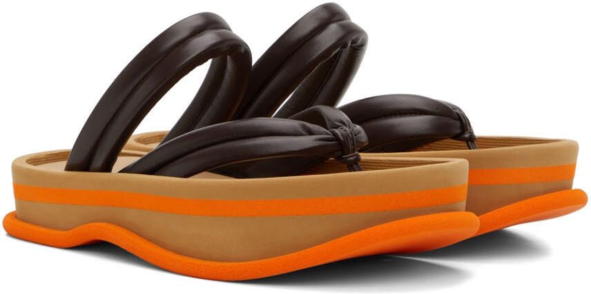 Dries Van Noten Brown Leather Flat Sandals - Picture 2