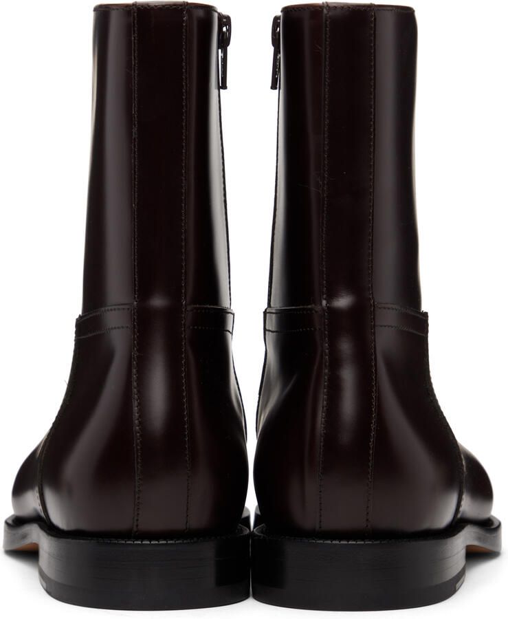 Dries Van Noten Brown Leather Zip-Up Boots - Picture 2