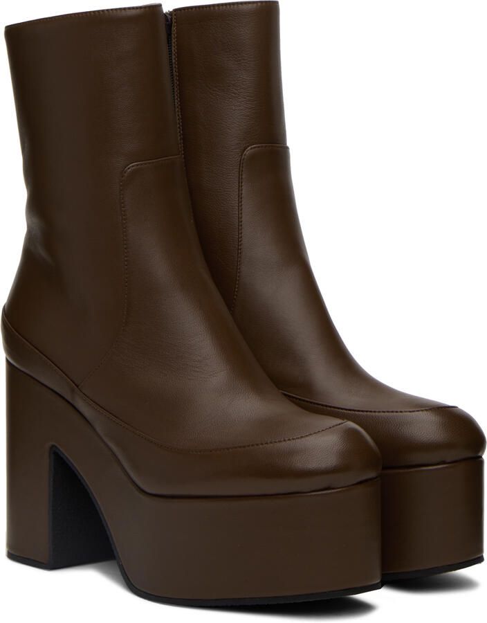 Dries Van Noten Brown Platform Boots - Picture 3