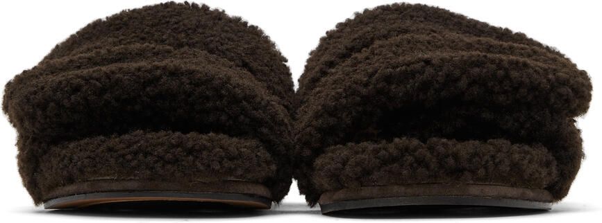 Dries Van Noten Brown Shearling Platform Slide Sandals - Picture 2