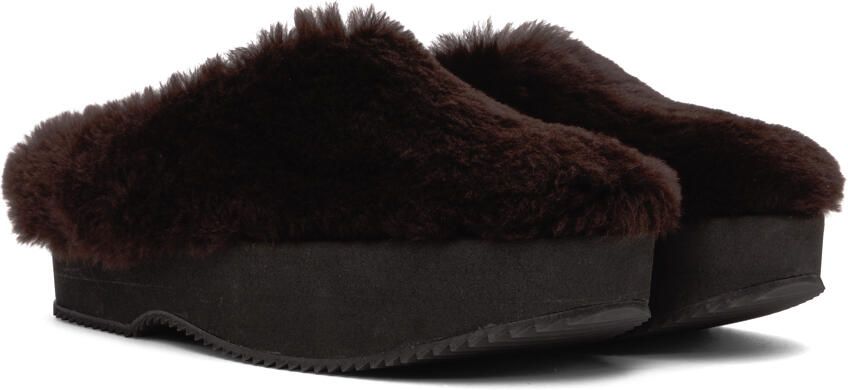 Dries Van Noten Brown Shearling Slippers - Picture 2