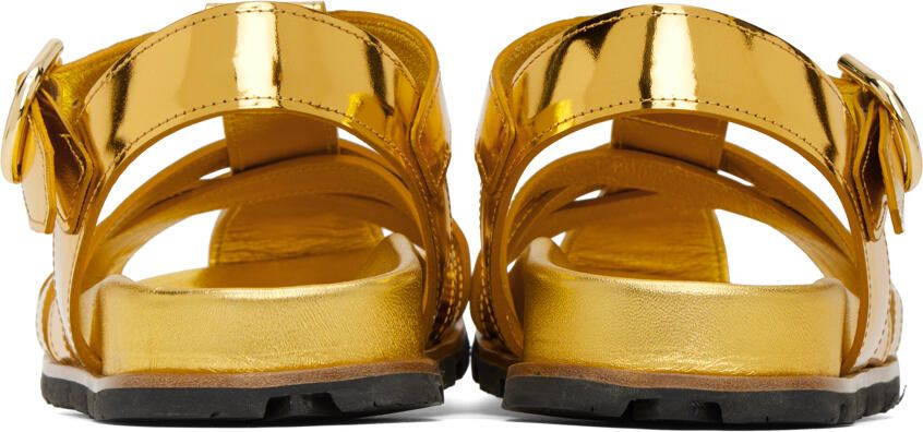 Dries Van Noten Gold Criss-Crossing Flat Sandals