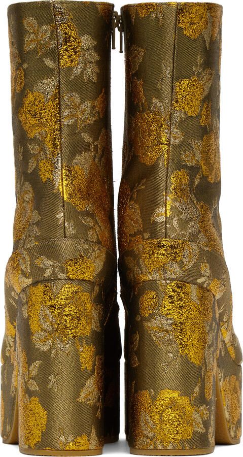 Dries Van Noten Gold Jacquard Boots - Picture 5