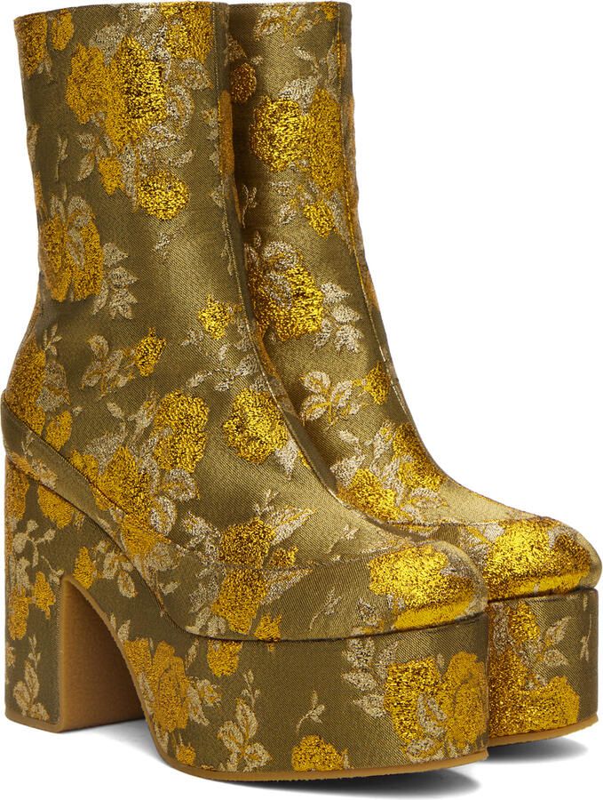 Dries Van Noten Gold Jacquard Boots - Picture 3