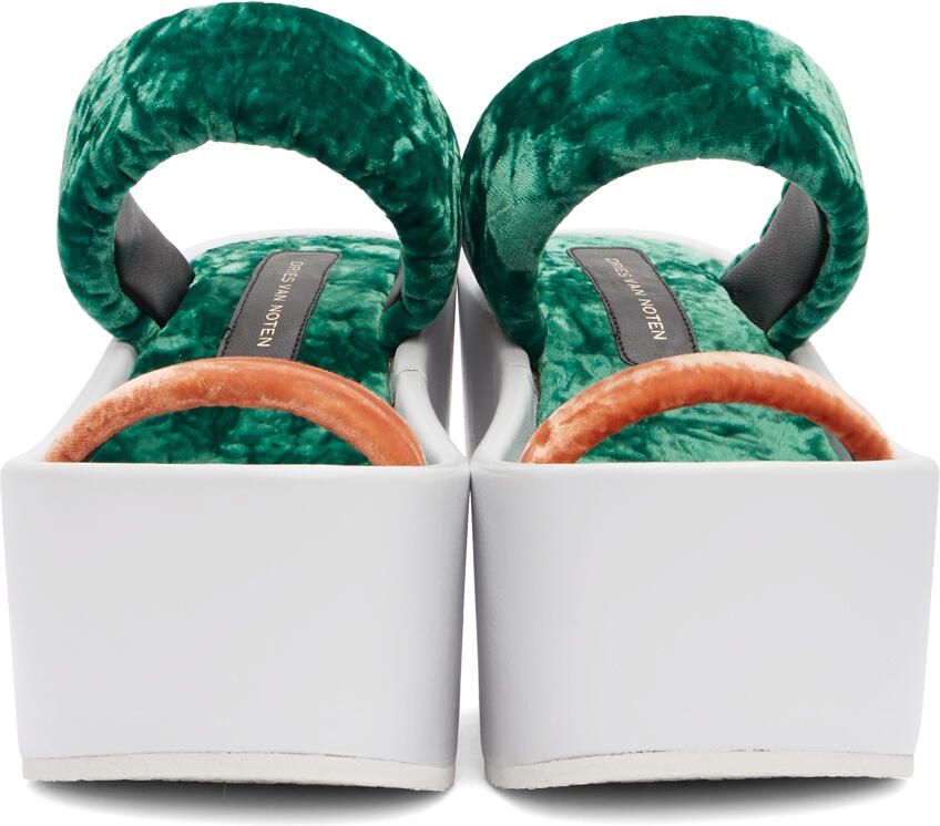 Dries Van Noten Green & Orange Chunky Heeled Sandals - Picture 3