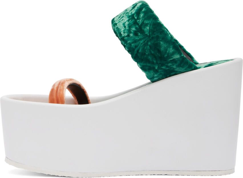 Dries Van Noten Green & Orange Chunky Heeled Sandals - Picture 4