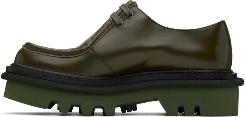 Dries Van Noten Green Leather Derbys - Picture 3