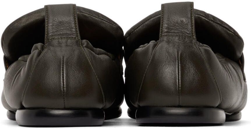 Dries Van Noten Green Leather Padded Loafers - Picture 2