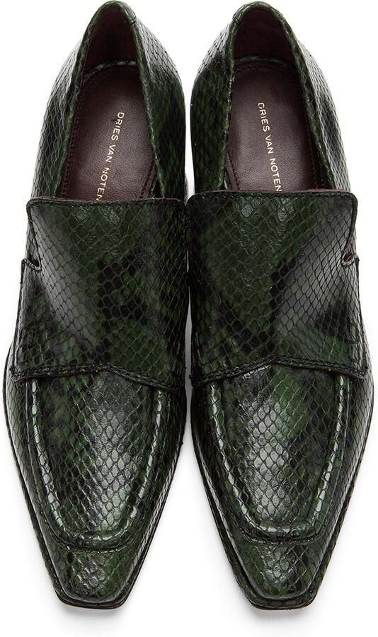 Dries Van Noten Green Snake Oxford Heels