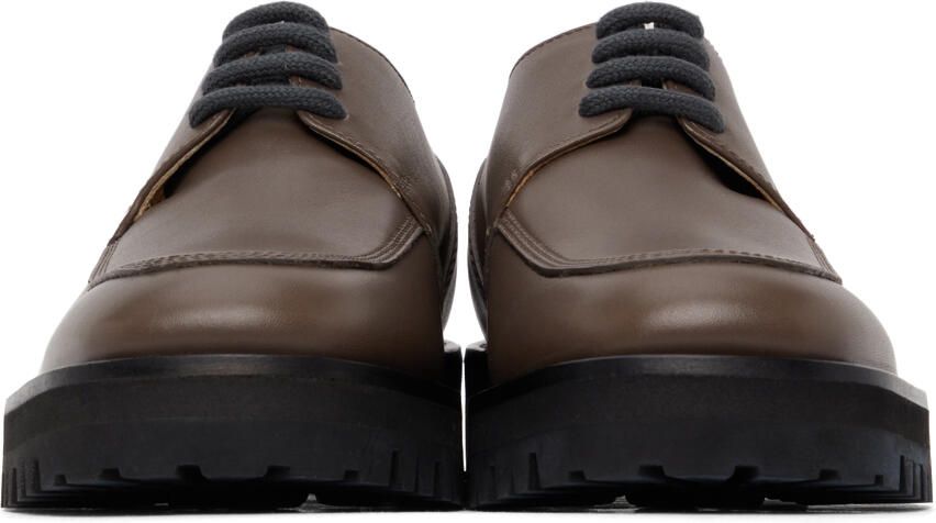 Dries Van Noten Grey Leather Lace-up Oxfords - Picture 2