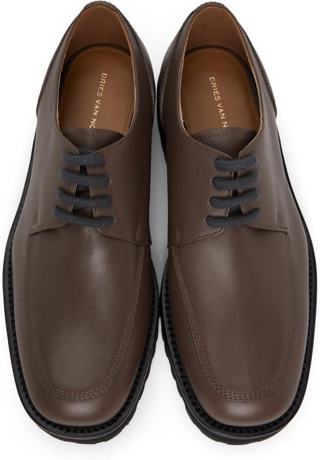 Dries Van Noten Grey Leather Lace-up Oxfords