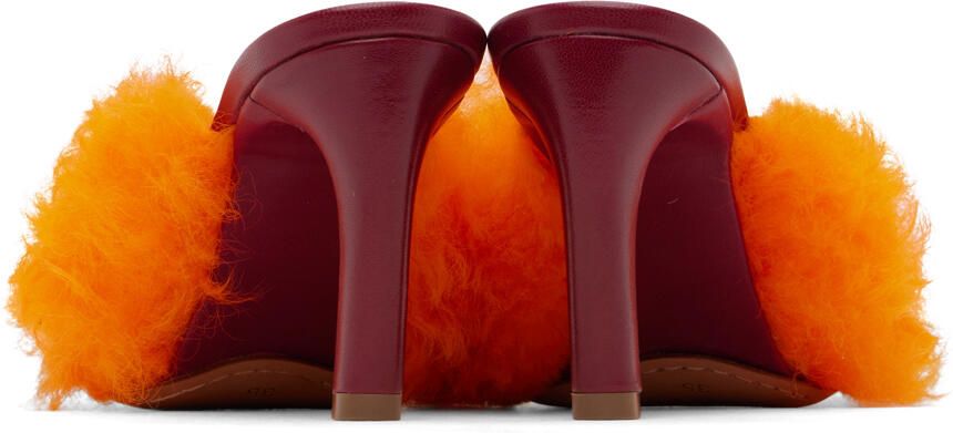 Dries Van Noten Orange Furry Heels - Picture 2